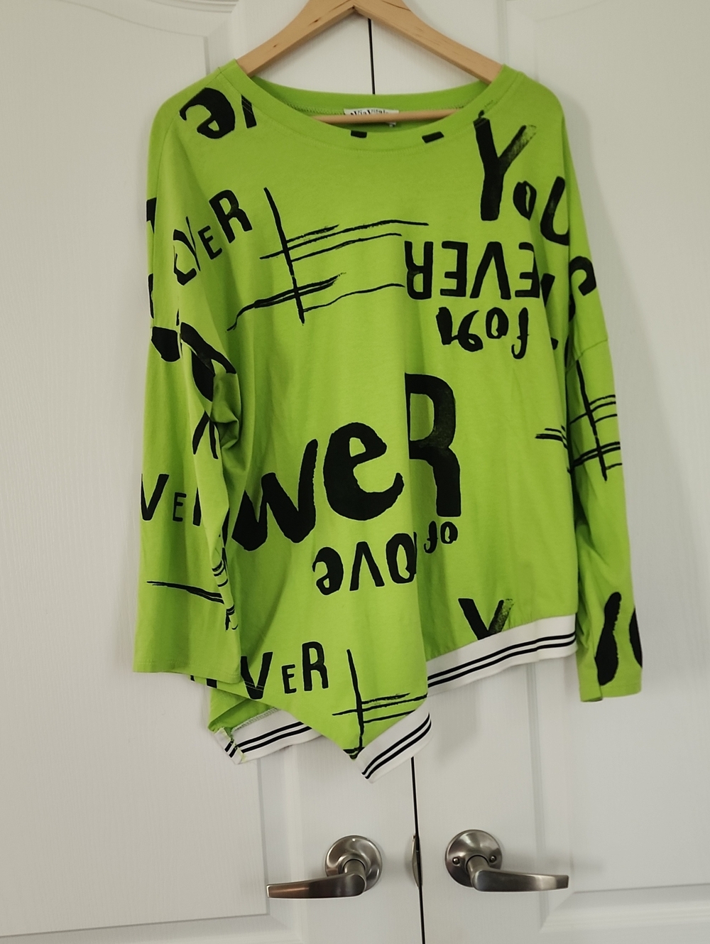 Avita Neon Lime Graphic Long Sleeve Tee with Black Print